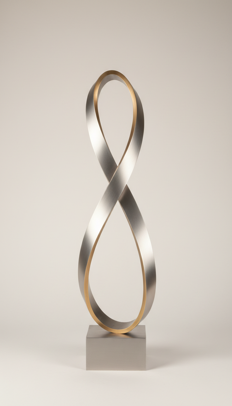 Steel ribbon freestanding sculpture